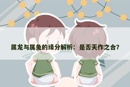 属龙与属兔的缘分解析：是否天作之合？