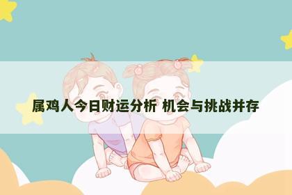 属鸡人今日财运分析 机会与挑战并存 属鸡人今日财运分析 机会与挑战并存